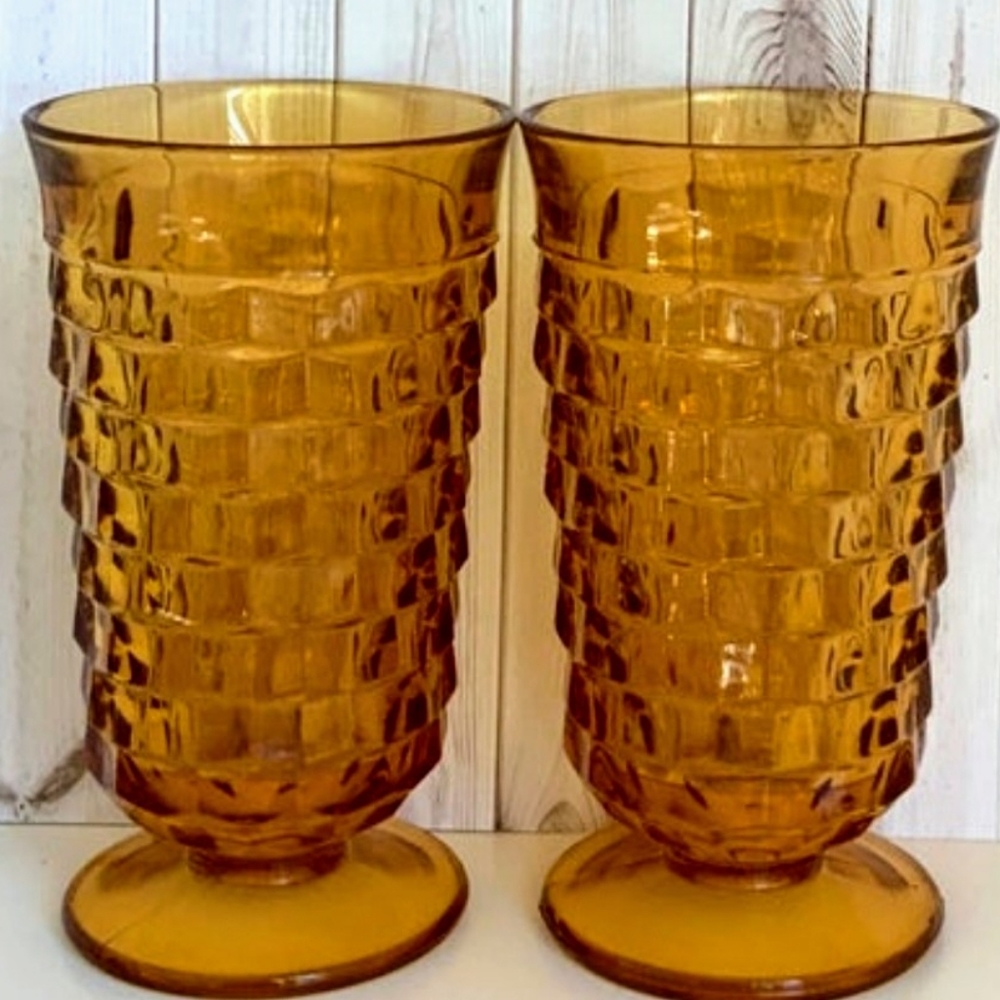 Vintage set of 2 Amber WhiteHall Glasses